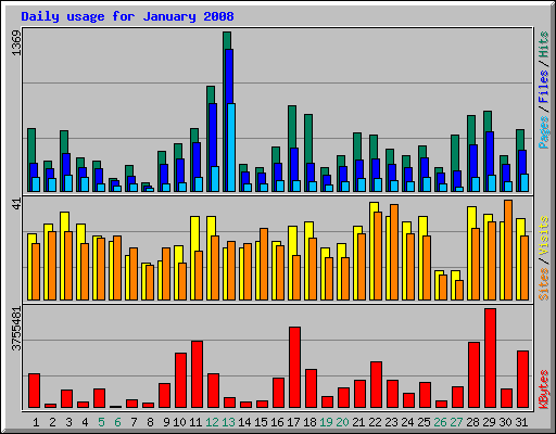 Daily usage for January 2008