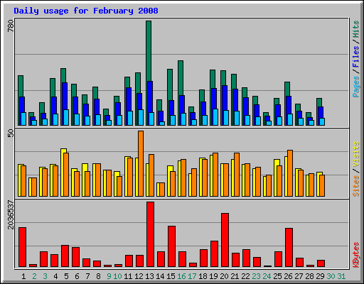 Daily usage for February 2008