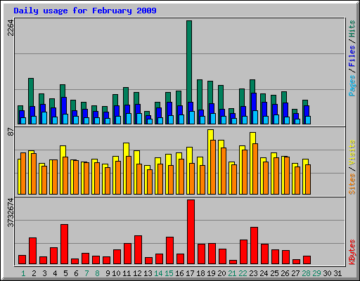 Daily usage for February 2009