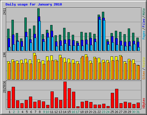 Daily usage for January 2010