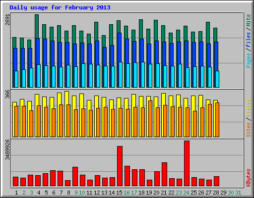 Daily usage for February 2013