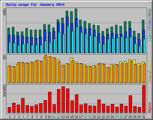Daily usage for January 2014