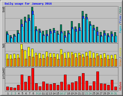 Daily usage for January 2016