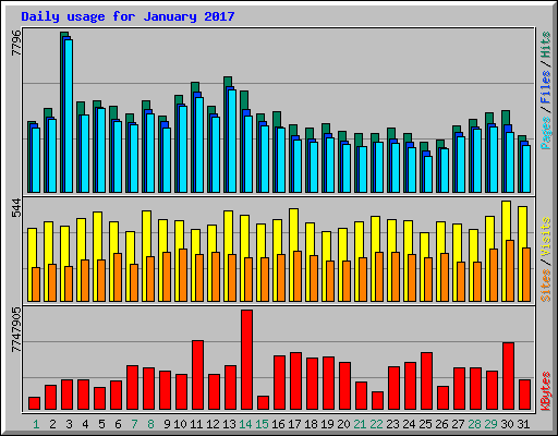 Daily usage for January 2017