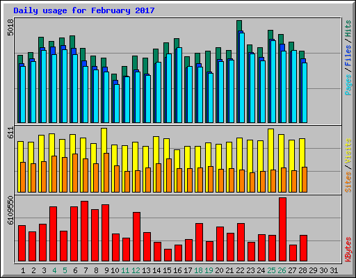 Daily usage for February 2017
