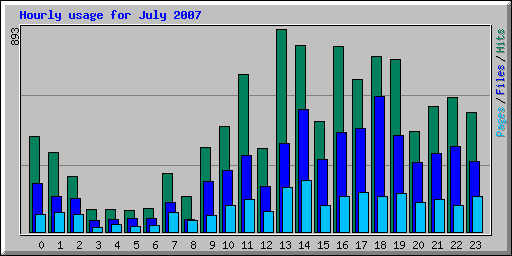 Hourly usage for July 2007