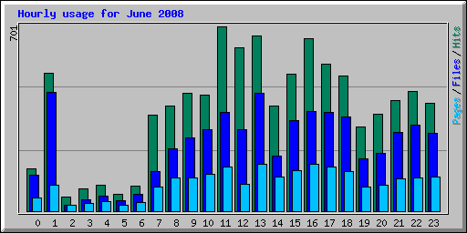 Hourly usage for June 2008