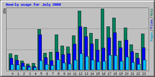 Hourly usage for July 2008
