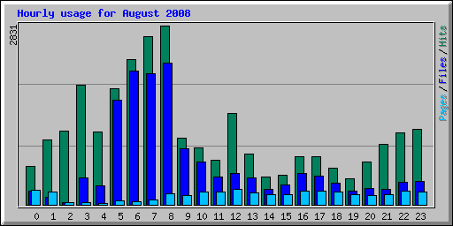 Hourly usage for August 2008