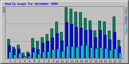 Hourly usage for December 2008