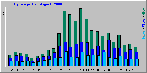 Hourly usage for August 2009