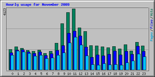 Hourly usage for November 2009