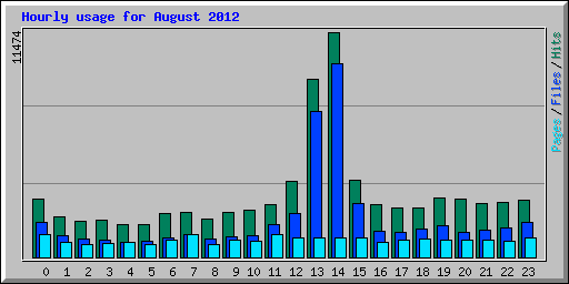 Hourly usage for August 2012