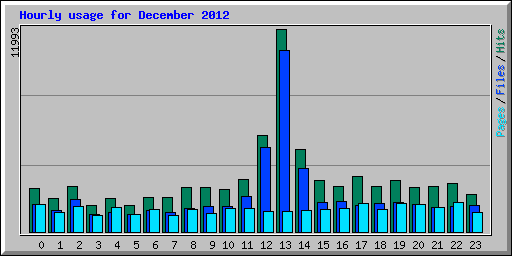Hourly usage for December 2012