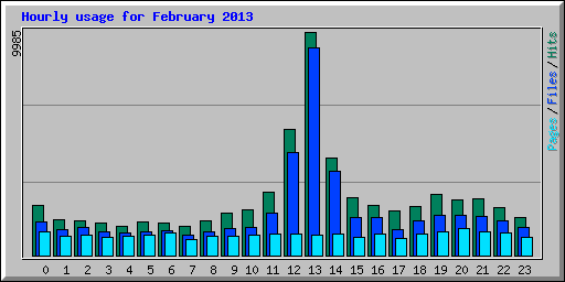 Hourly usage for February 2013