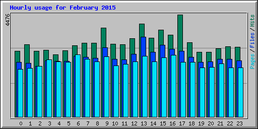 Hourly usage for February 2015
