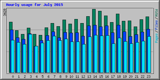 Hourly usage for July 2015