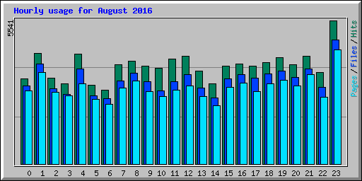 Hourly usage for August 2016
