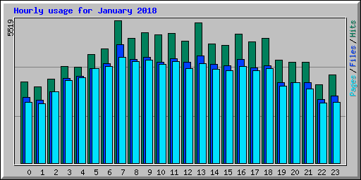 Hourly usage for January 2018